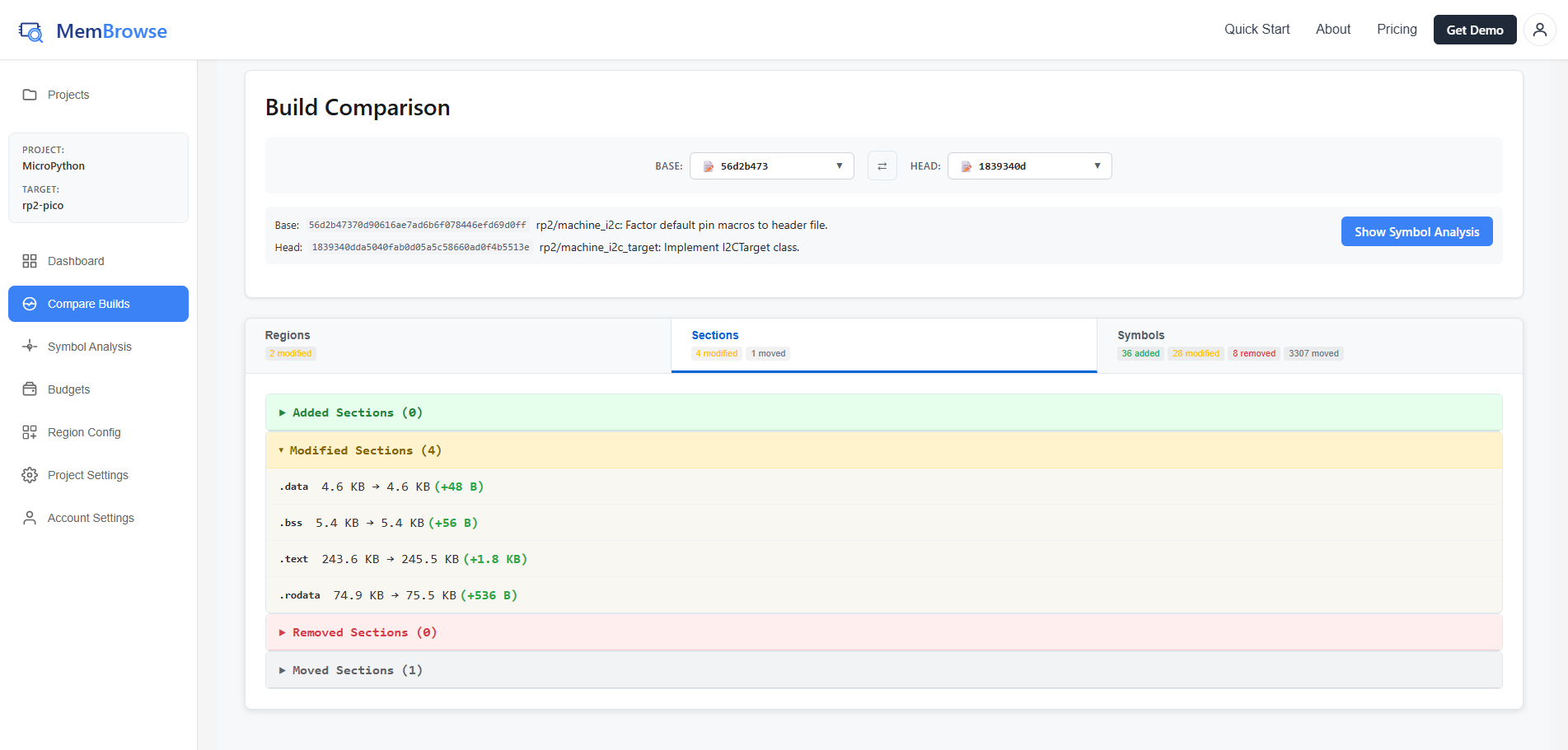 Build Comparison View